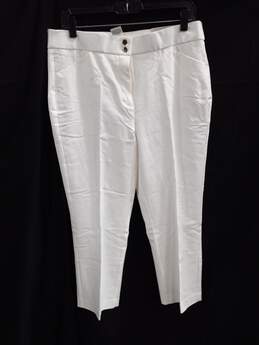 CHICO'S Alabaster White Secret Stretch Straight Leg Crop Slacks Size 10 NWT