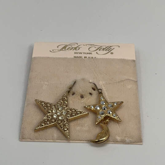 Designer Kirks Folly Gold-Tone Star And Moon Fish Hook Dangle Earrings image number 1