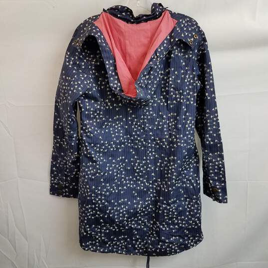 Blue and white flower print mid length jacket women's 6 image number 3