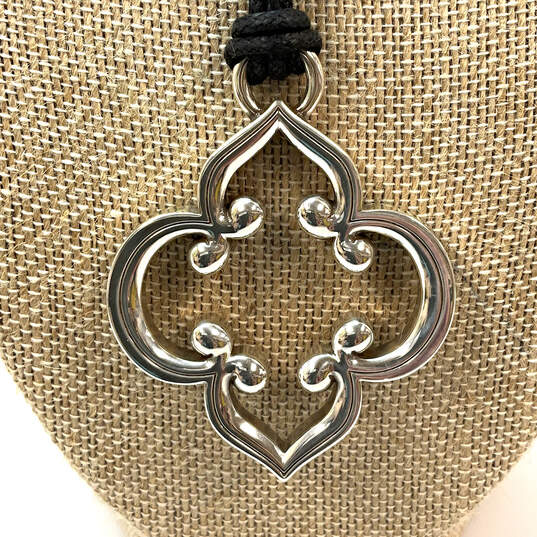 Designer Brighton Silver-Tone Black Rope Chain Toledo Pendant Necklace image number 2