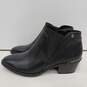 Womens Kohls Skylark Black Leather Side Zip Block Heel Ankle Booties Size 5M image number 3