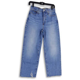 Womens Blue Denim Medium Wash 5 Pocket Design Straight Leg Jeans Size 26