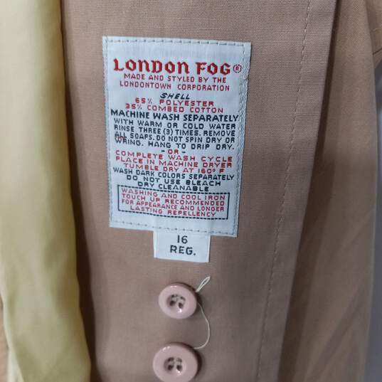 London Fog Mainstays Women's Tan Cotton Blend Trench Coat Size 16R image number 5