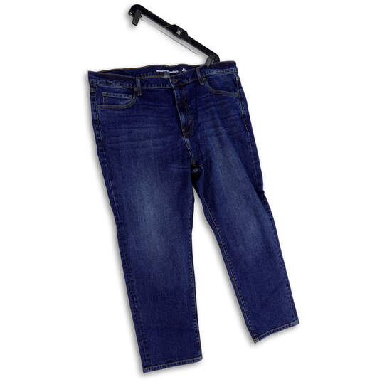 Mens Blue Slim Mince Medium Wash Pockets Denim Straight Leg Jeans Sz 42X29 image number 1