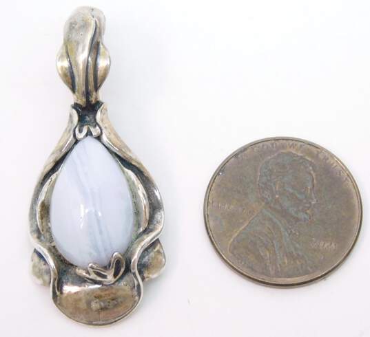 (G) Carolyn Pollack Relios 925 Sterling Silver Blue Lace Agate Pendant 7.9g image number 7