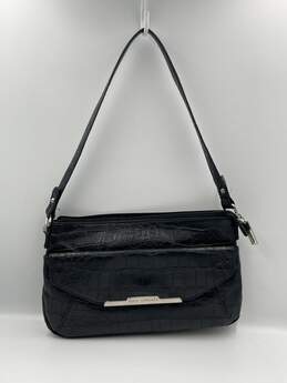 Sofia Vergara Womens Black Croc Embossed Zip Top Shoulder Bag W-0528619-A