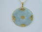 14K Yellow Gold Chinese Good Fortune Jade Disc Pendant Necklace 10.9g image number 5