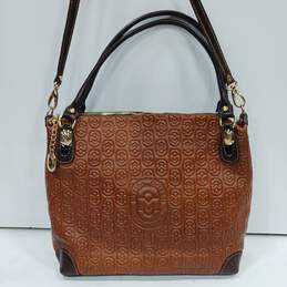 Marino Orlandi Women's Embossed Brown Leather Crossbody/Tote Bag