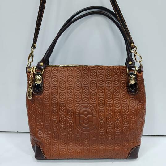 Marino Orlandi Women's Embossed Brown Leather Crossbody/Tote Bag image number 1