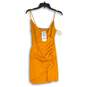 NWT Zara Womens Orange Spaghetti Strap Sleeveless Side Ruched Bodycon Dress Sz S image number 1