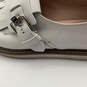 Womens White Leather Buckle Fringe Slip-On Platform Loafer Shoes Size 39 image number 7