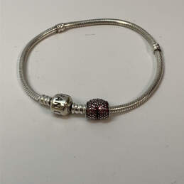 Designer Pandora 925 Sterling Silver Snake Chain Heart Shape Charm Bracelet