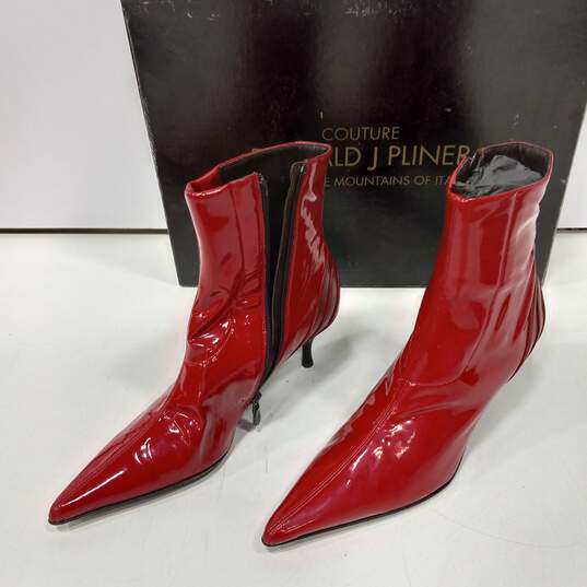 Women's Donald J Pliner ROBE-PT06 Couture Tomato Patent Leather Heel Booties Size 8M In Box image number 3