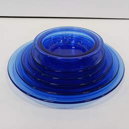 Hazel Atlas Moderntone Blue Glass Plates & Bowl Assorted 6pc Lot