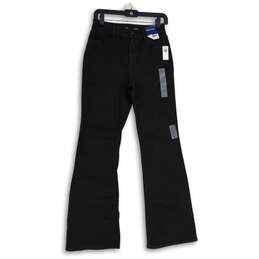 NWT Old Navy Womens Black Denim Dark Wash High Rise Flared Jeans Size 2