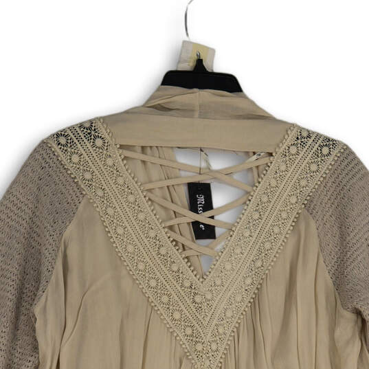 NWT Womens Beige Long Sleeve Open Front Cardigan Sweater Size Large image number 4