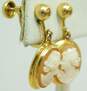 10K Gold Carved Woman Cameo Oval Drop Screw Back Earrings 3.2g image number 2