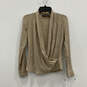 Womens Brown Long Sleeve V-Neck Pullover Cross Wrap Blouse Top Size 0 image number 1