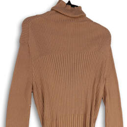 NWT Womens Beige Turtleneck Long Sleeve Waist Belt Sweater Dress Size XL