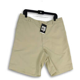 NWT Mens Tan Flat Front Slash Pockets Golf Chino Shorts Size 36