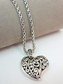 Brighton Designer Silver Tone Filigree Heart Pendant Necklace