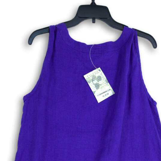 NWT Flax Womens Purple Sleeveless Button Front Shift Dress Size Medium image number 4