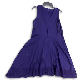 Womens Blue Round Neck Back Zip Sleeveless Classic A-Line Dress Size 8 alternative image
