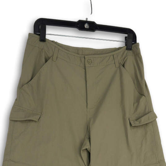Womens Green Flat Front Slash Pocket Straight Leg Cargo Pants Size Medium image number 3