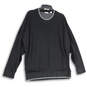 Mens Black Crew Neck Long Sleeve Knitted Pullover Sweater Size Large image number 1