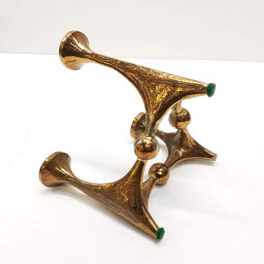 Three Sided Bronze Table Top  Tapered Candlestick Holder image number 5