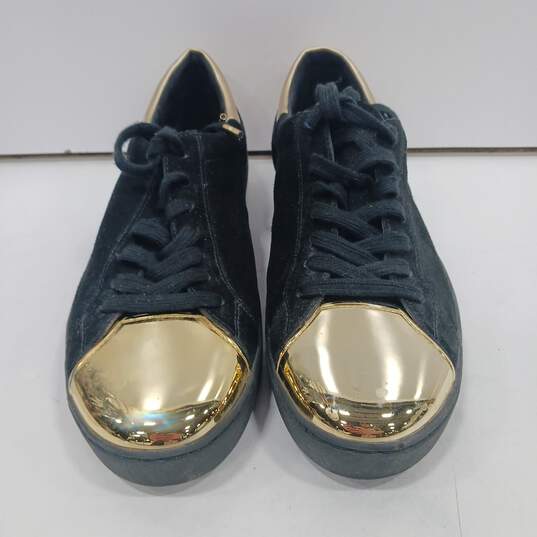 Michael Kors Women's Black Suede Gold Tone Toe Sneakers Size 9 image number 1