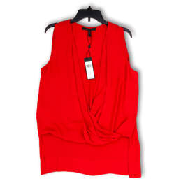 NWT Womens Red Sleeveless V-Neck Layered Pullover Blouse Top Size Large