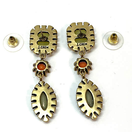 Designer J. Crew Gold-Tone Multicolor Crystal Cut Stone Dangle Earrings image number 3