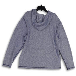 NWT Womens Blue White Long Sleeve Kangaroo Pocket Pullover Hoodie Size XL alternative image