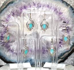 Bundle Of 3 Sterling Silver Blue Mother Of Pearl Dangle Earrings