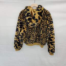 Jordan Leopard Patterned Faux Fur Full Zip Hooded Jacket WM Size XS