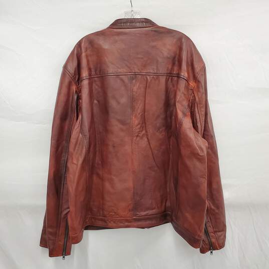NWT Shop of Jackets Limited MN's Brown Rust Leather Full Zip Jacket Size 4XL image number 2