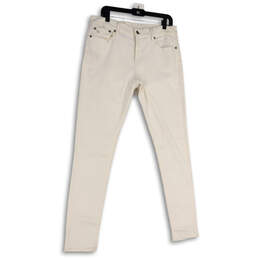 Womens White Denim Light Wash Pockets Stretch Skinny Leg Jeans Size 32