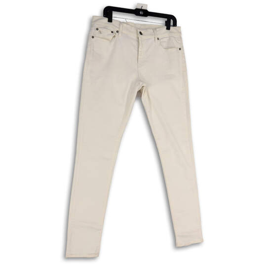 Womens White Denim Light Wash Pockets Stretch Skinny Leg Jeans Size 32 image number 1