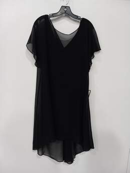 Adrianna Papell Women's Black Chiffon Overlay Draped Dress Size L with Tags