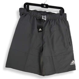 NWT Mens Gray Elastic Waist Stretch Pockets Pull-On Athletic Shorts Size L