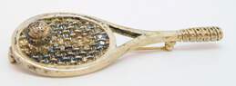 Vintage Taxco Mexico Sterling Silver Tennis Racket & Ball Brooch 14.8g alternative image