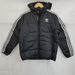 Adidas black and white insulated puffer jacket kid's M nwt