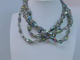 Vintage Dark Aurora Borealis Crystal Necklaces Bracelet & Domed Tiered Rhinestone Brooch 229.4g alternative image