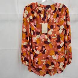 NYDJ Puff Sleeve Popover Top Gingervale Multicolor Women's Blouse Size M - NWT