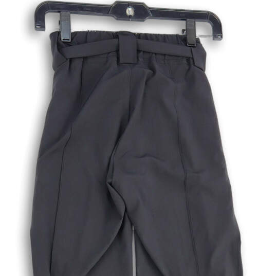 Womens Black Pleated Elastic Waist Straight Leg Paperbag Pants Size 2 image number 3