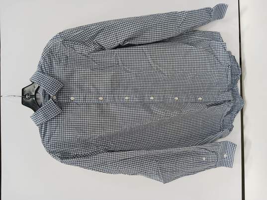 Men's Plaid Blue Button Up Shirt Size L image number 1