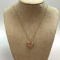 Designer Betsey Johnson Gold-Tone Pink Rhinestone Heart Pendant Necklace image number 1