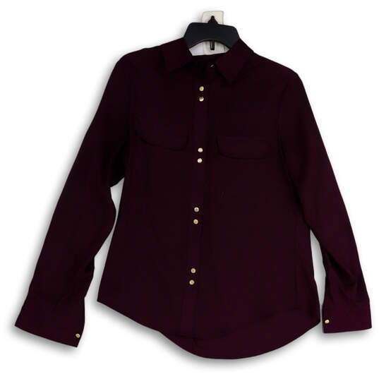 Womens Purple Long Sleeve Spread Collar Classic Button-Up Shirt Size Small image number 1