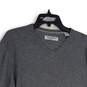 Mens Gray V-Neck Long Sleeve Knitted Pullover Sweater Size Large image number 3